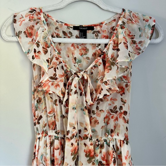 Floral Ruffle White / Cream Multicolor Dress for Bridal or Baby Shower - Picture 4 of 7